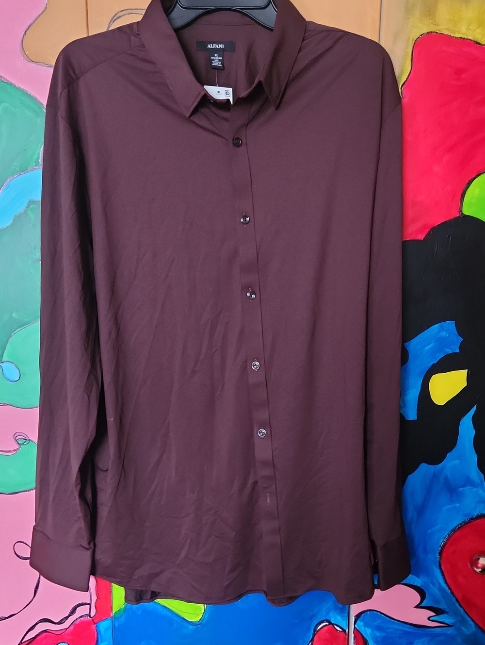 Alfani Unisex Burgundy Dress Shirt